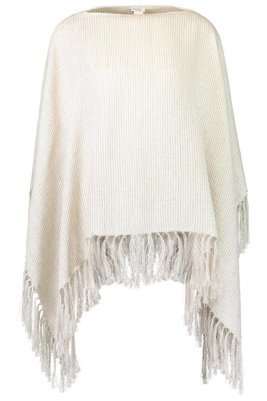 Stripe Fringe Poncho-BROWN-O/S-CLOTHINGTOPPONCHO-BRUNELLO CUCINELLI