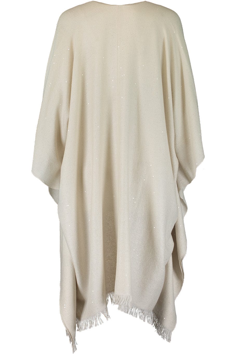 BRUNELLO CUCINELLI-Cashmere Silk Paillette Poncho - Latte-LATTE