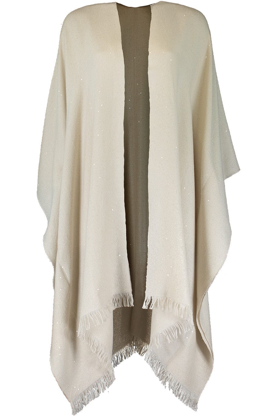 BRUNELLO CUCINELLI-Cashmere Silk Paillette Poncho - Latte-LATTE