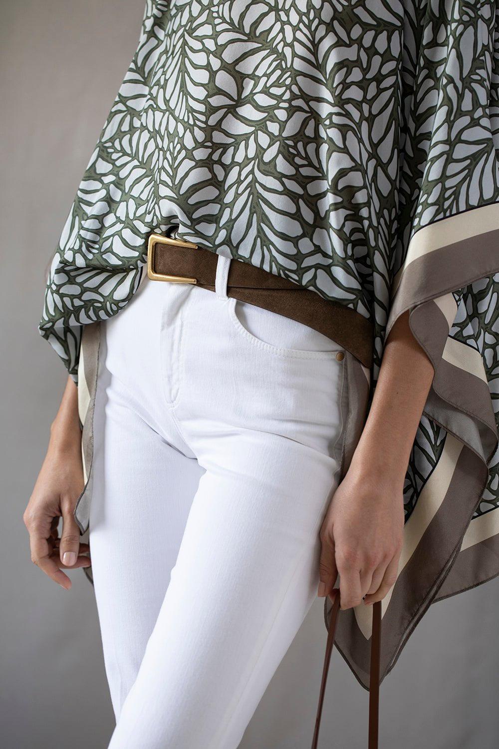 BRUNELLO CUCINELLI-Botanical Silk Button Poncho-MILITARY