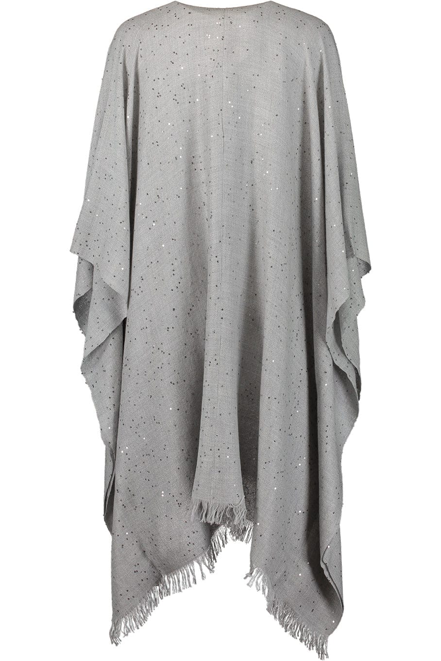 BRUNELLO CUCINELLI-Cashmere Silk Paillette Poncho - Pearl Grey-PEARLGRY