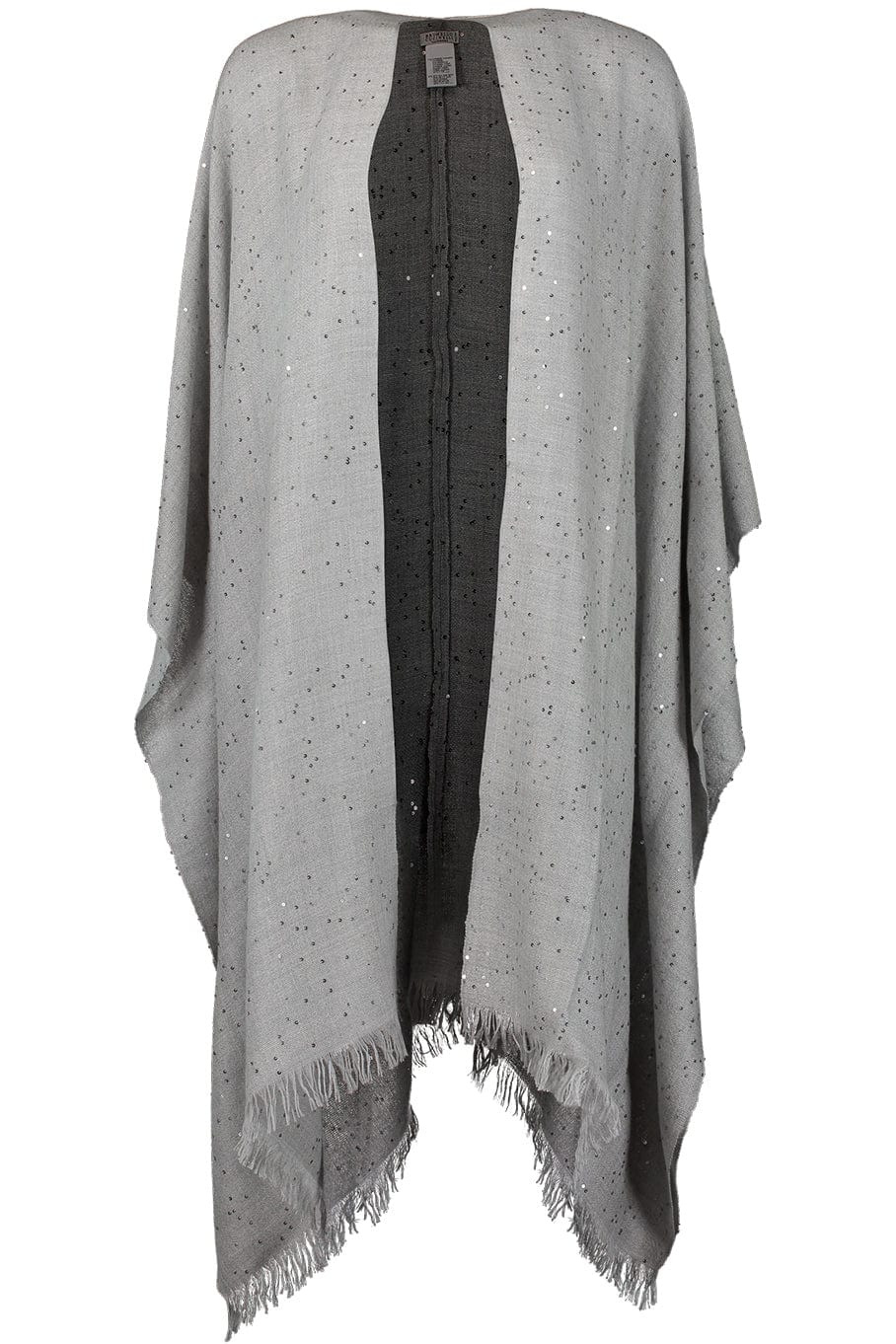 BRUNELLO CUCINELLI-Cashmere Silk Paillette Poncho - Pearl Grey-PEARLGRY
