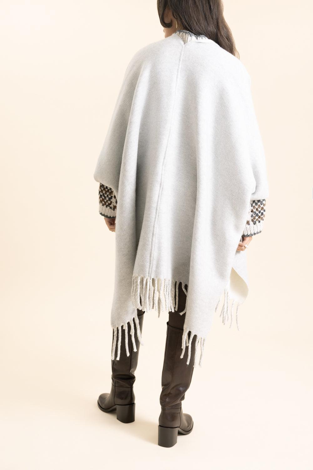 Reversible Double Knit Poncho-PEARLPAN-O/S-CLOTHINGTOPPONCHO-BRUNELLO CUCINELLI