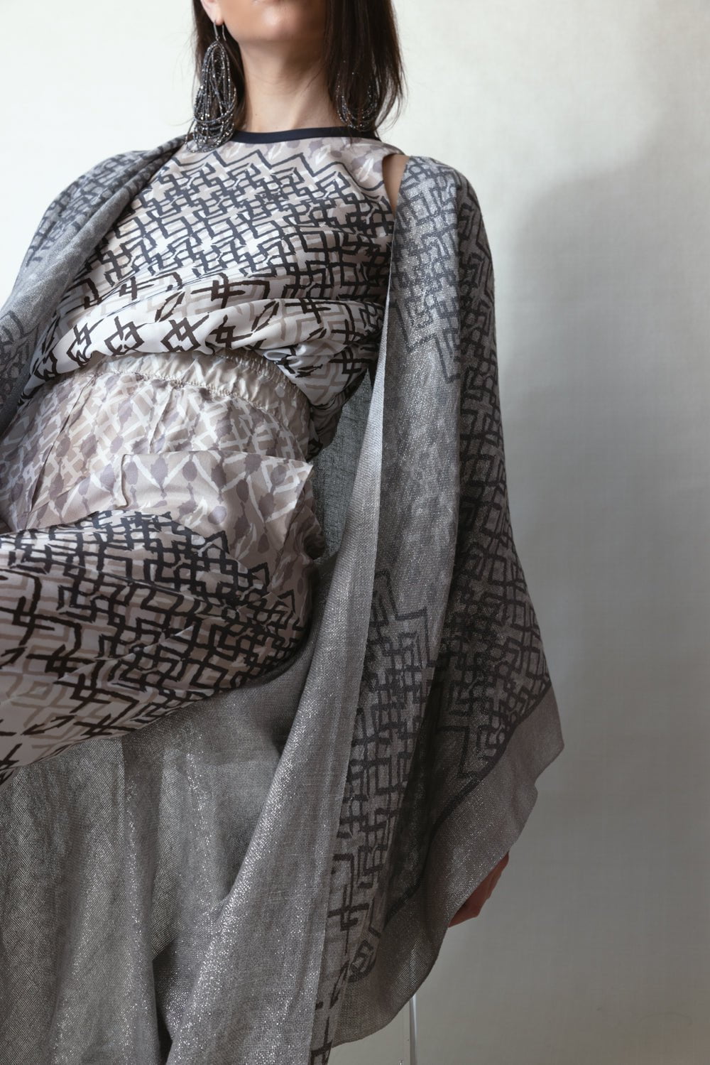 BRUNELLO CUCINELLI-Mediterraneo Canvas Poncho-SIL/BGE