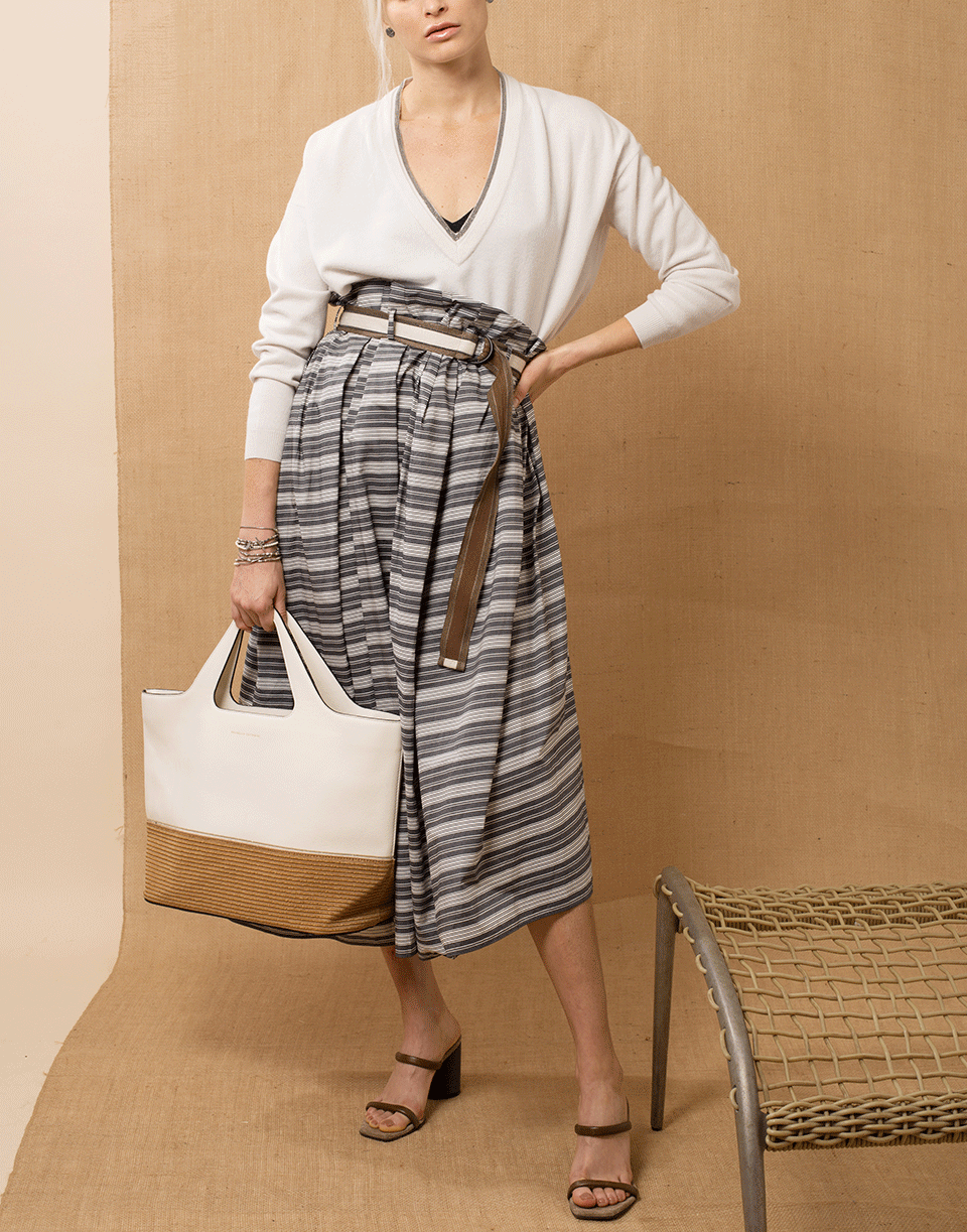 BRUNELLO CUCINELLI-Cashmere V-Neck Boyfriend Sweater-