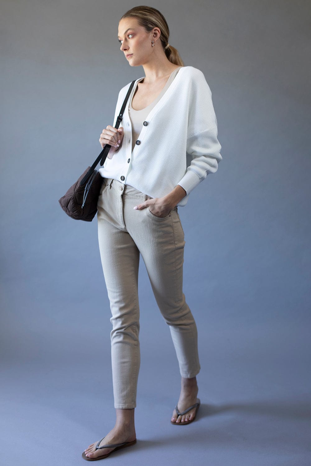 BRUNELLO CUCINELLI-Button V Neck Cardigan-