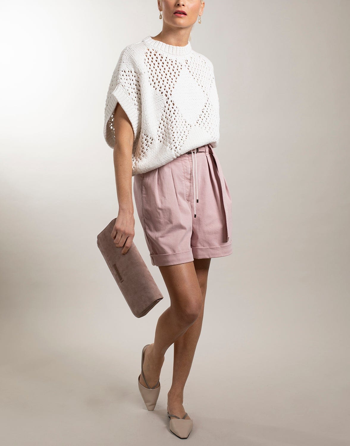 BRUNELLO CUCINELLI-Cap Sleeve Cropped Pullover-