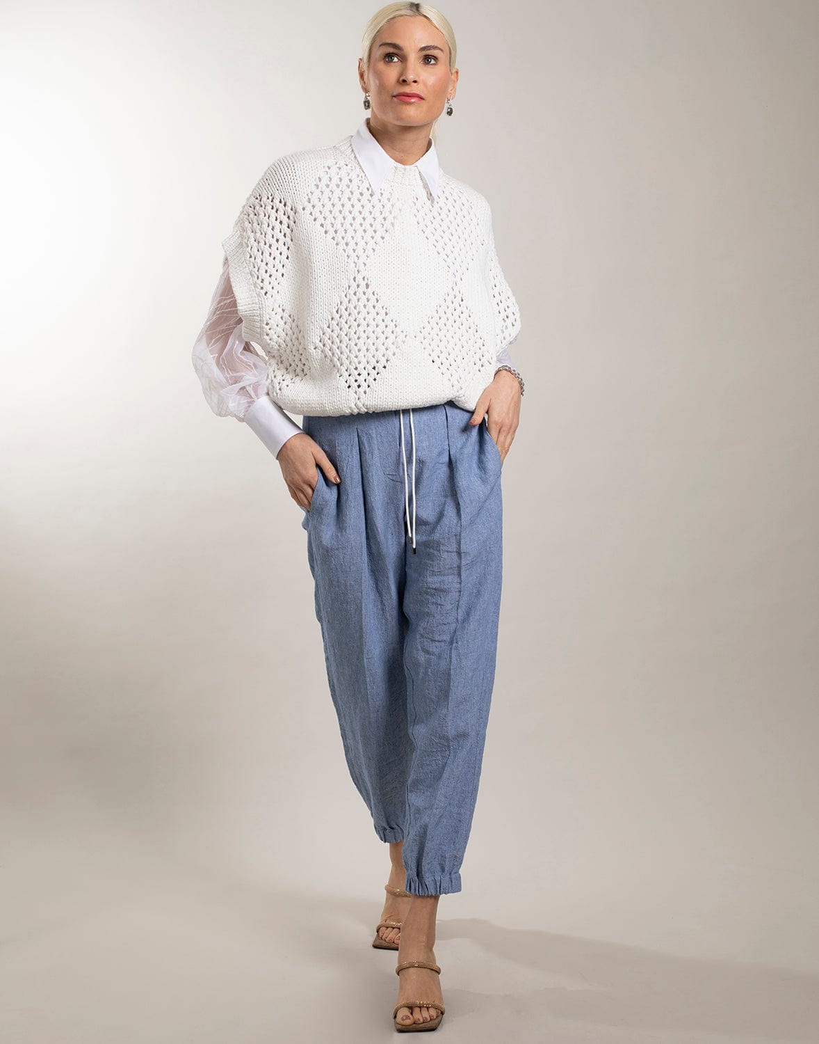 BRUNELLO CUCINELLI-Cap Sleeve Cropped Pullover-