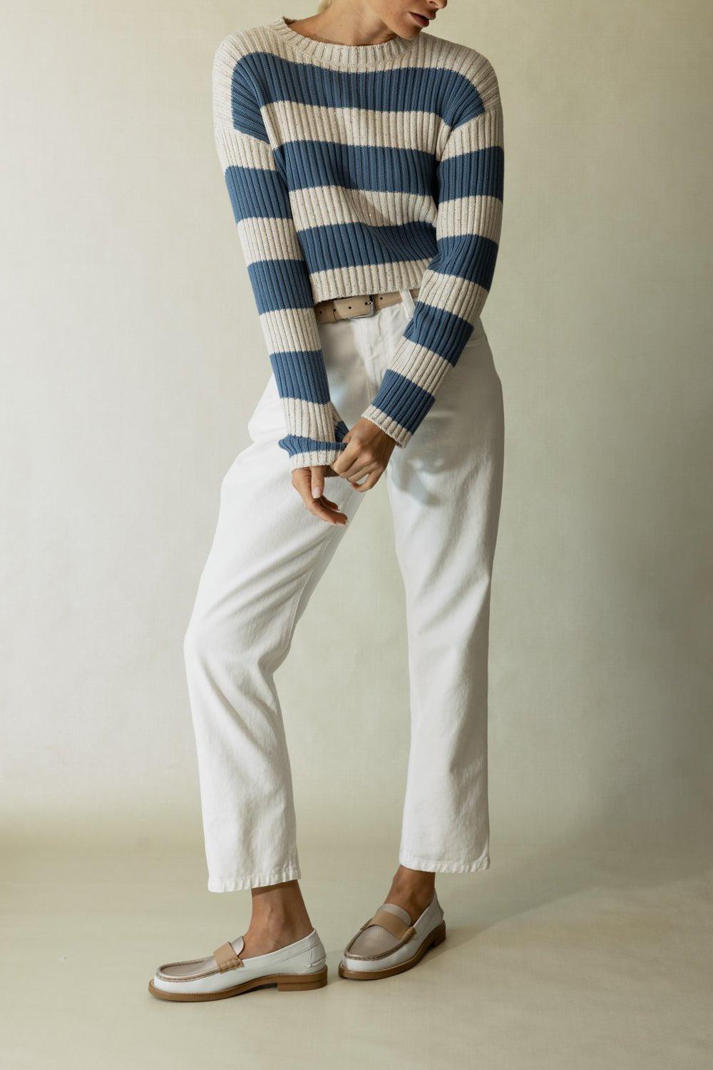 BRUNELLO CUCINELLI-Bicolor Paillet Pullover-
