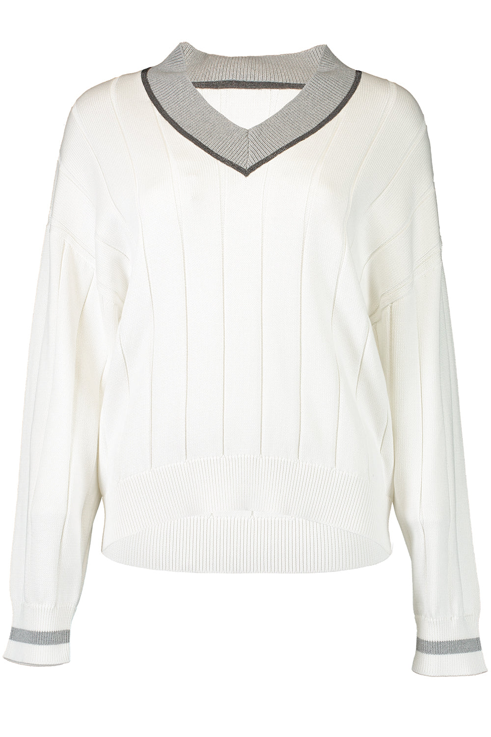 Monili Trim Sport Club Sweater-CREAM-XS-CLOTHINGTOPSWEATER-BRUNELLO CUCINELLI