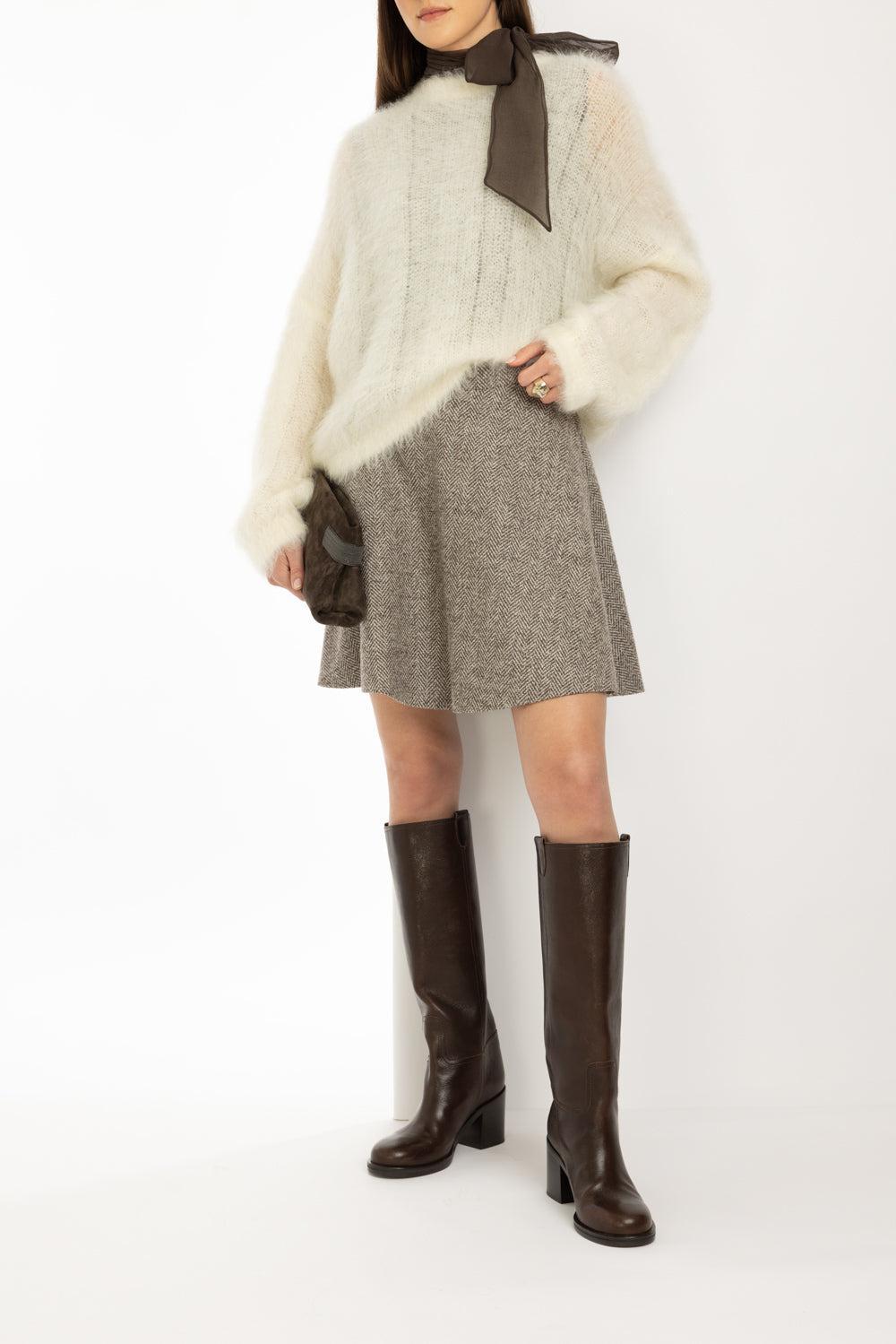 Long Sleeve Candyfloss Sweater-ECRU-XS-CLOTHINGTOPSWEATER-BRUNELLO CUCINELLI