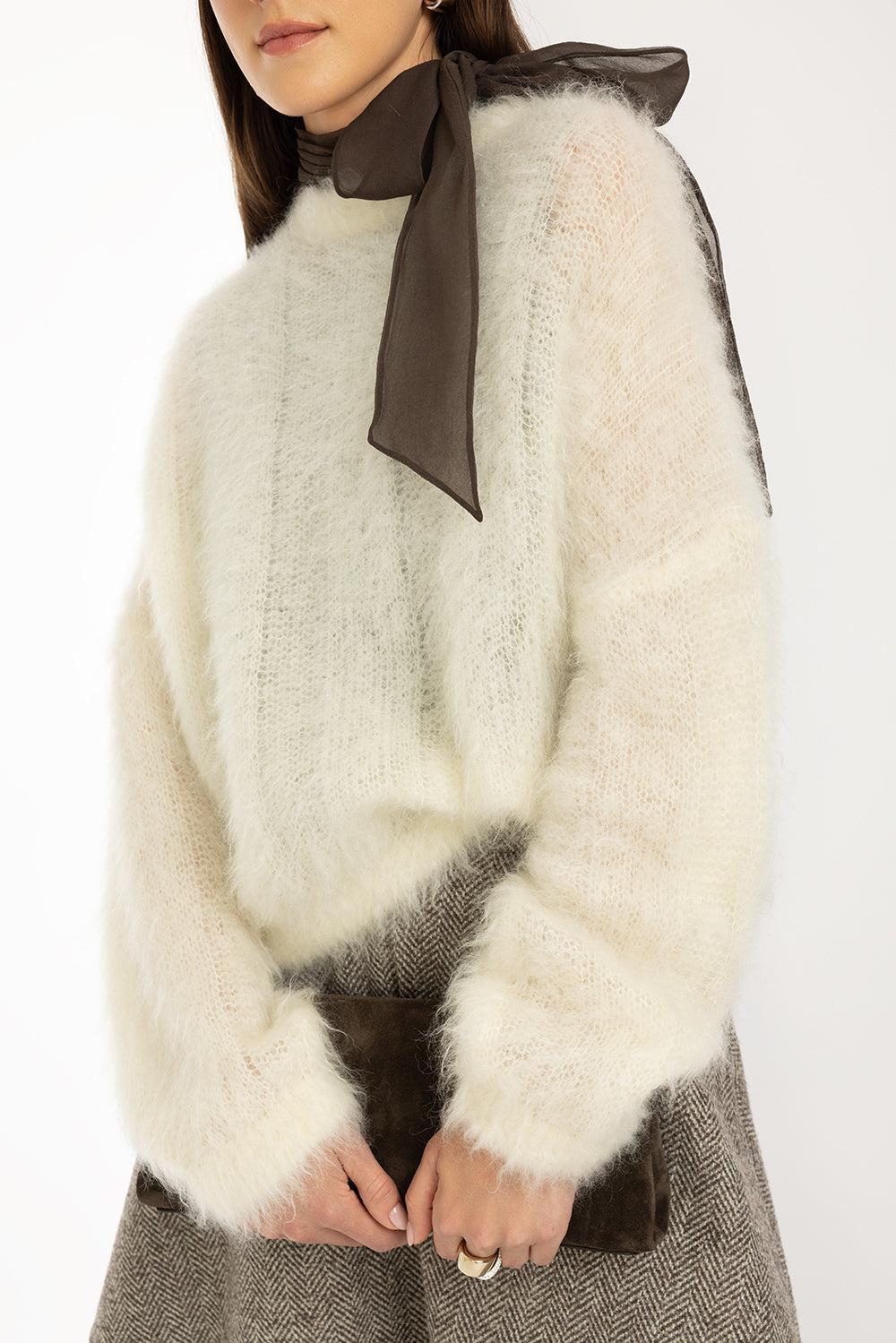 Long Sleeve Candyfloss Sweater-ECRU-XS-CLOTHINGTOPSWEATER-BRUNELLO CUCINELLI