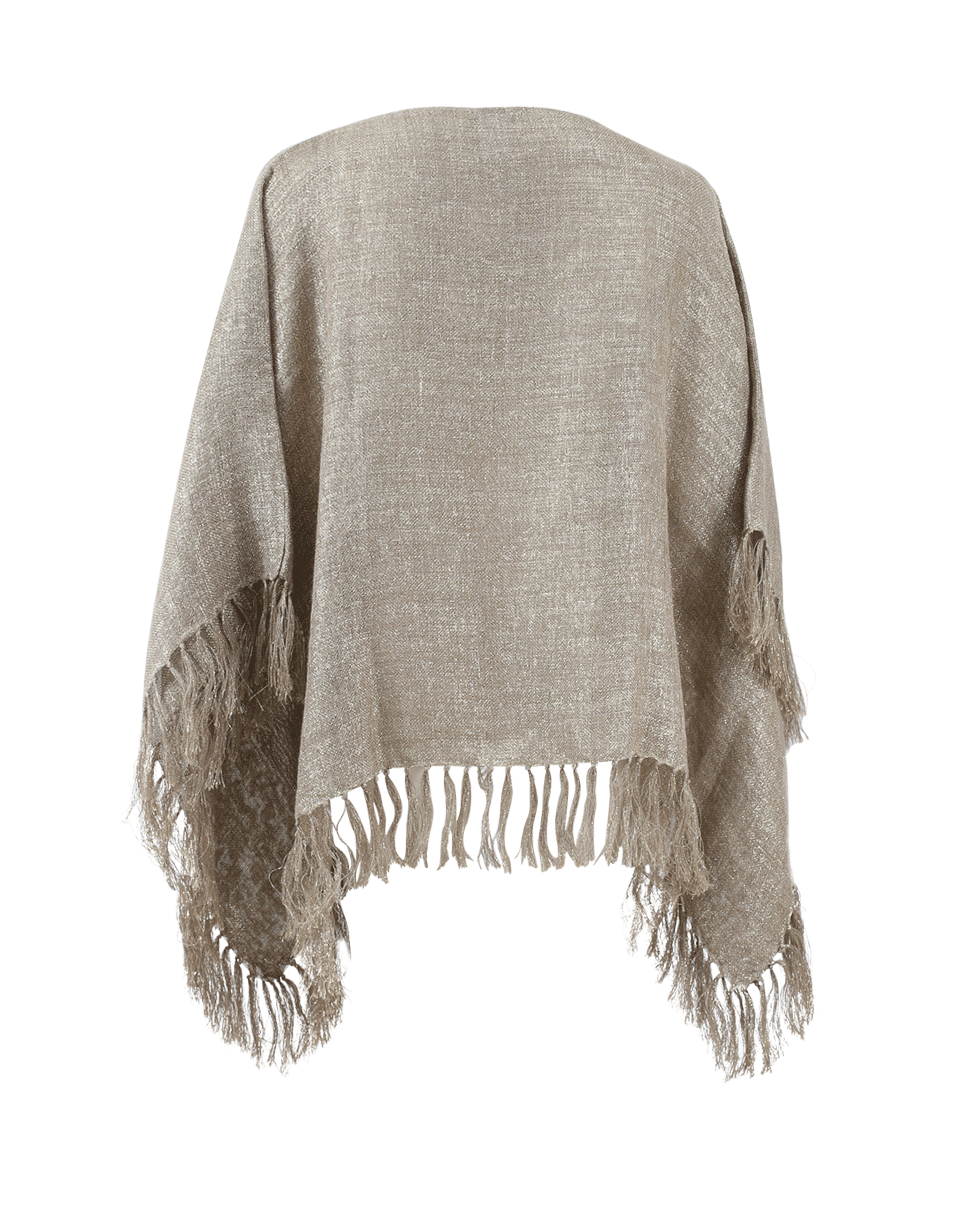 BRUNELLO CUCINELLI-Fringed Poncho-GOLD