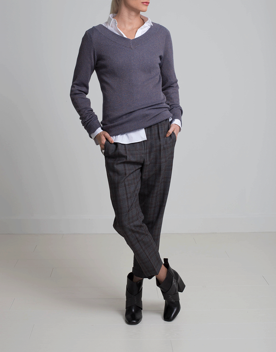 BRUNELLO CUCINELLI-Ribbed Lurex Pullover-