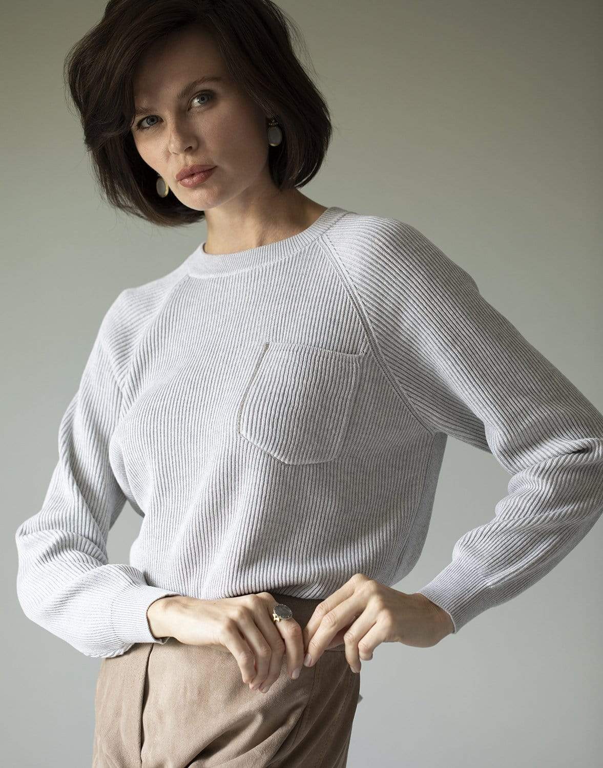 BRUNELLO CUCINELLI-Monili Pocket Ribbed Crewneck-