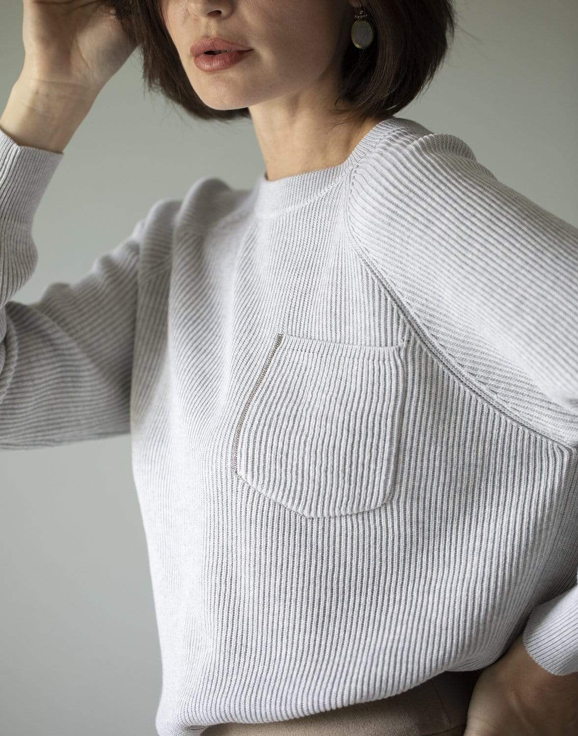 BRUNELLO CUCINELLI-Monili Pocket Ribbed Crewneck-