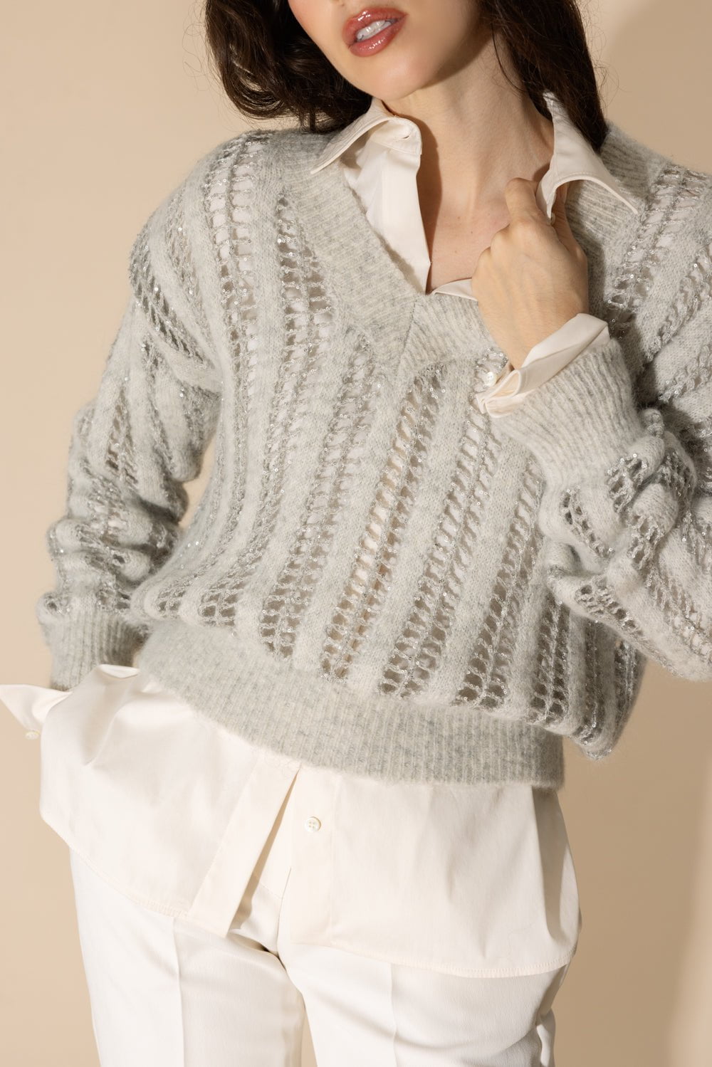 BRUNELLO CUCINELLI-Dazzling Net Sweater-