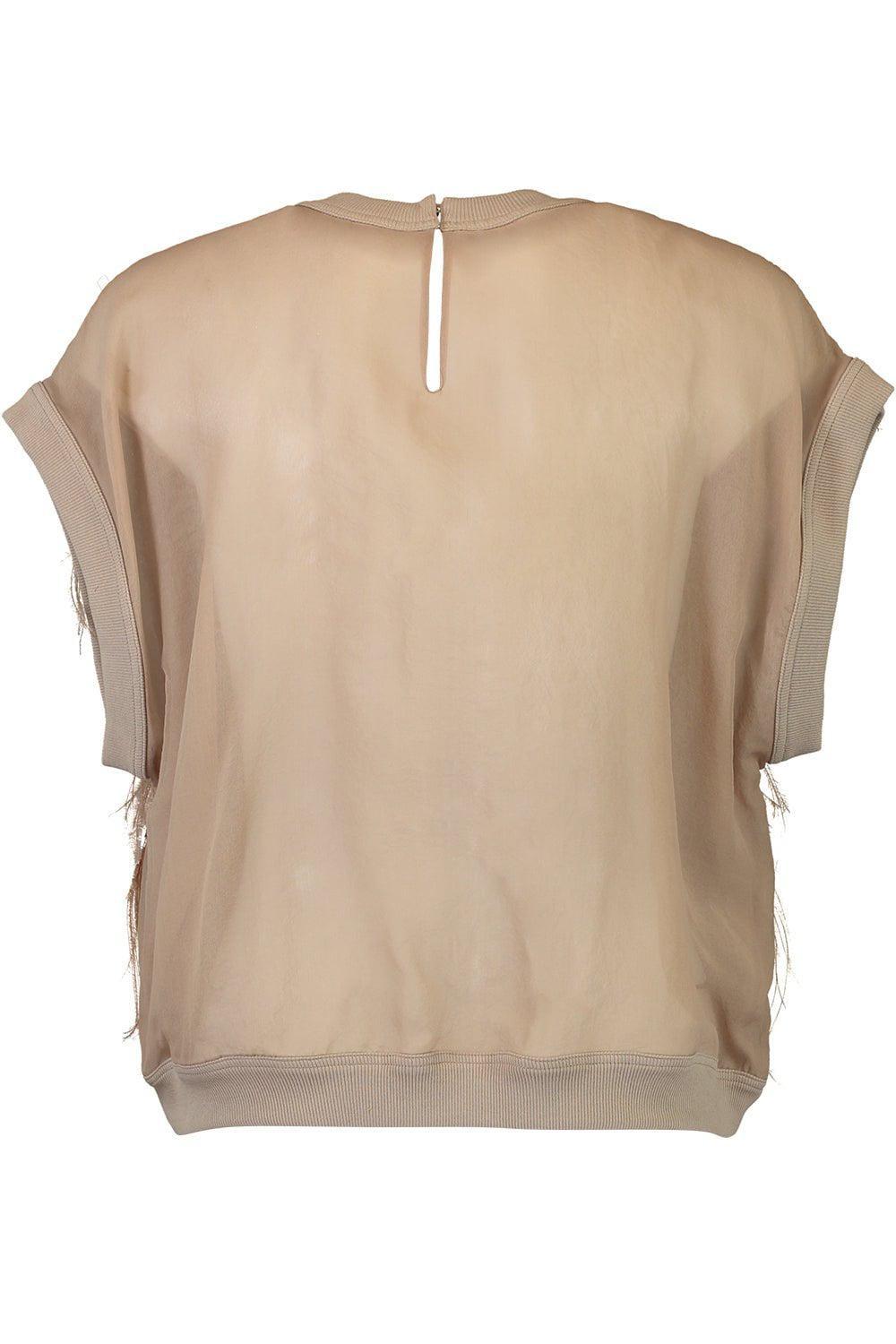 BRUNELLO CUCINELLI-Feather Embellished Blouse - Hazelnut-