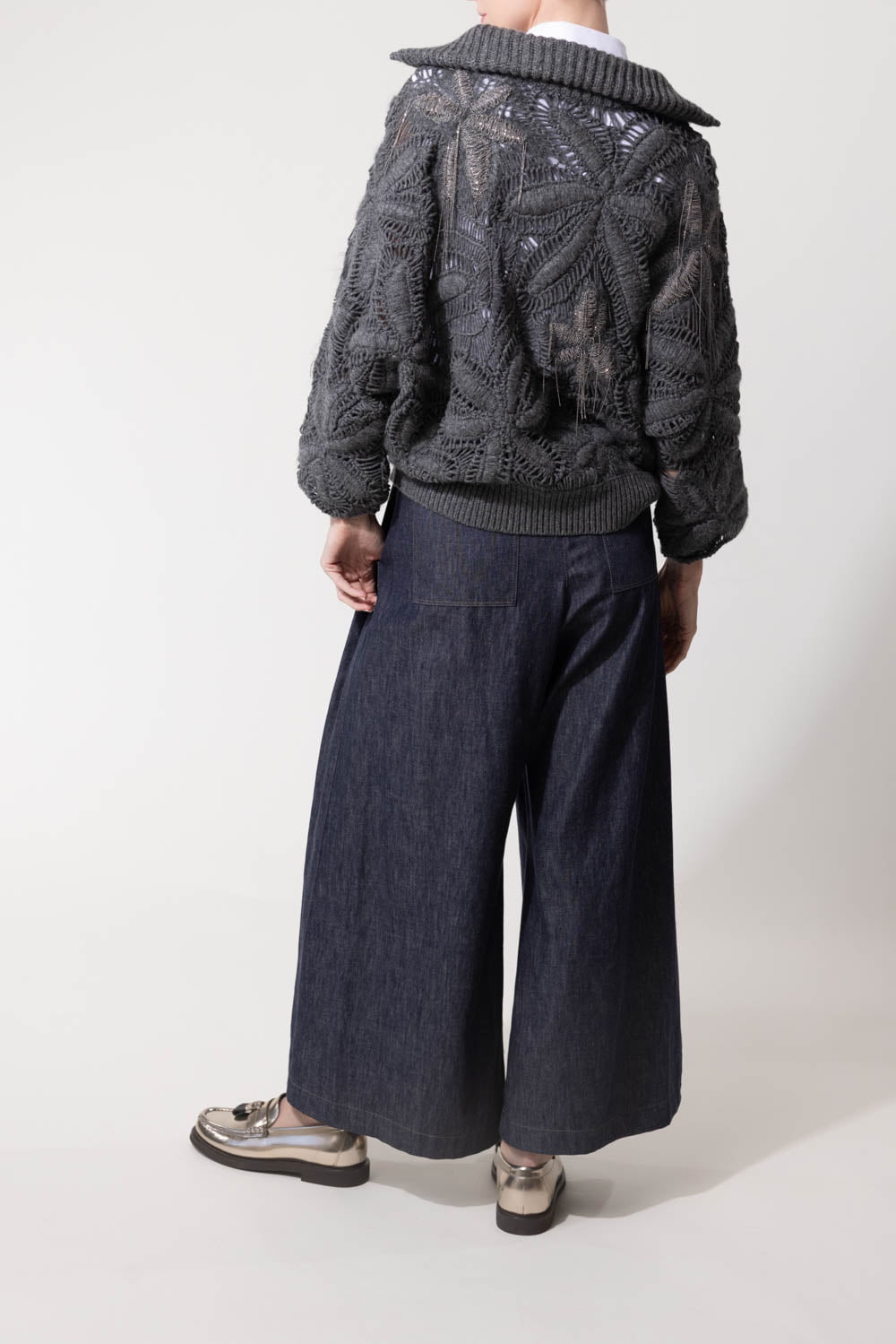 BRUNELLO CUCINELLI-Flower Crochet Sweater-LEAD
