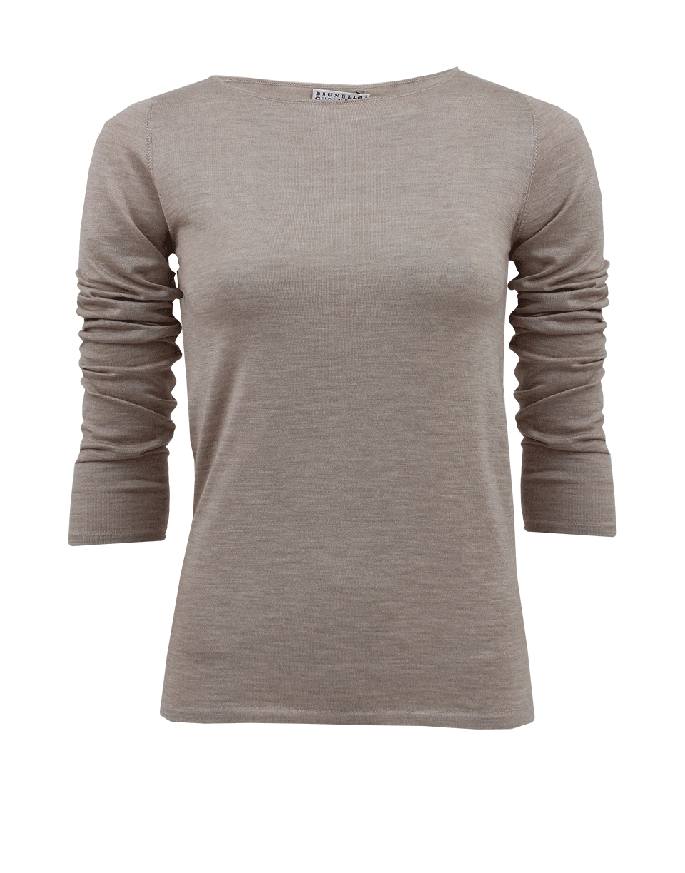 BRUNELLO CUCINELLI-Long Sleeve Wide Neck Pullover-