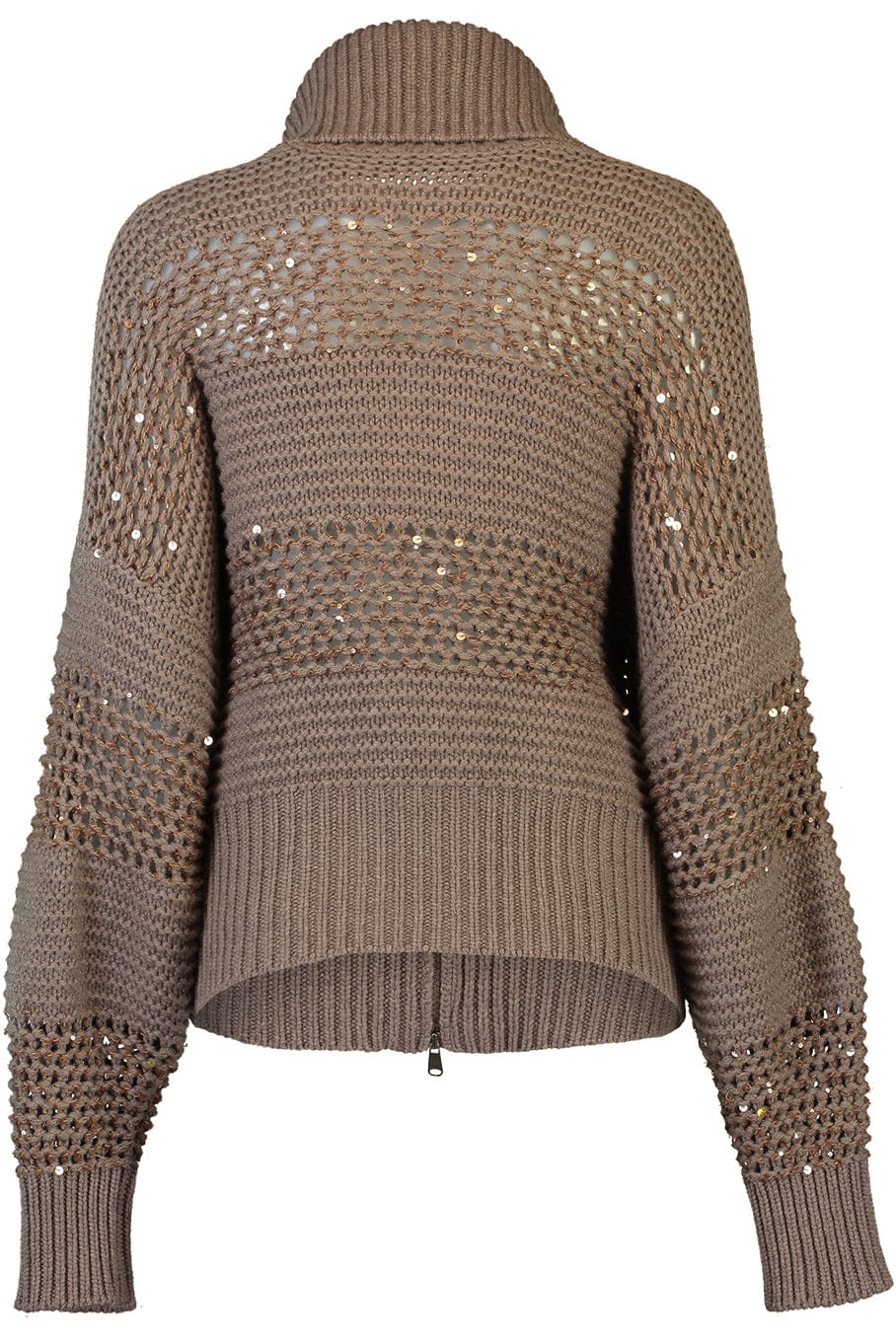 BRUNELLO CUCINELLI-Open Weave Cashmere Zip Up-