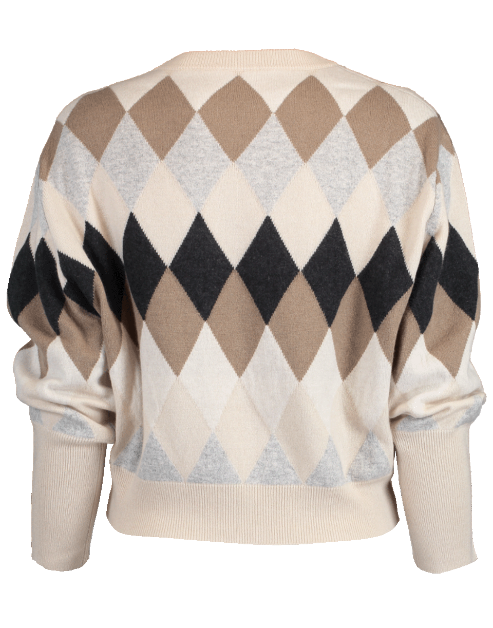 BRUNELLO CUCINELLI-Cropped Argyle Pullover Sweater-