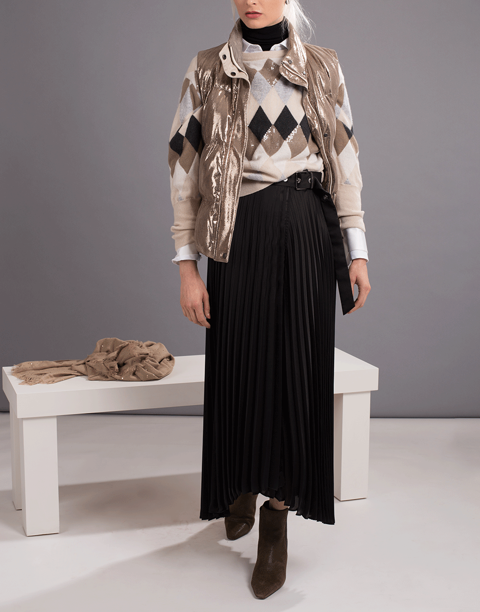 BRUNELLO CUCINELLI-Cropped Argyle Pullover Sweater-