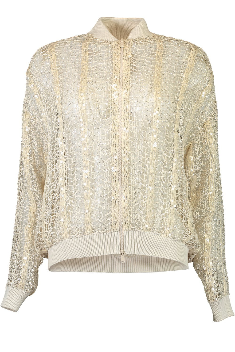 BRUNELLO CUCINELLI-Net Embroidered Bomber-
