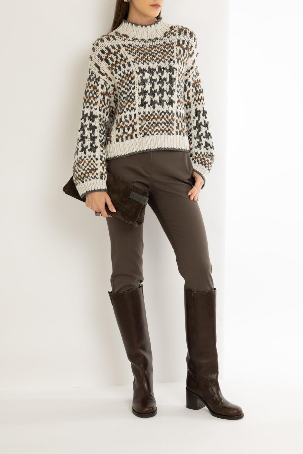 Prince Of Wales Opera Sweater-PEARL-XS-CLOTHINGTOPSWEATER-BRUNELLO CUCINELLI