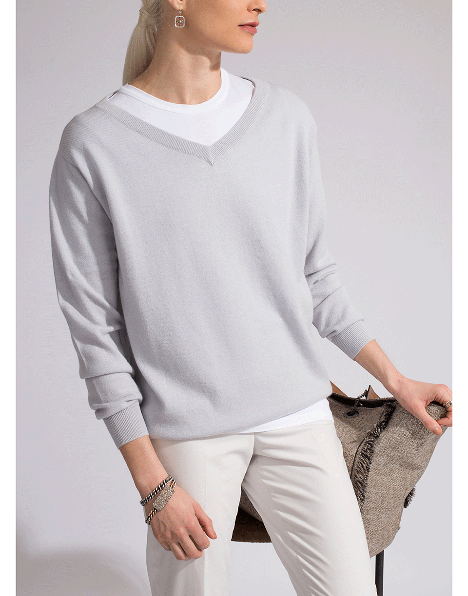 BRUNELLO CUCINELLI-Cashmere V-Neck Pullover-