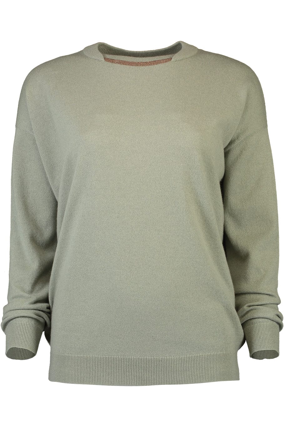 BRUNELLO CUCINELLI-Long Sleeve Crewneck Sweater With Monili Trim-