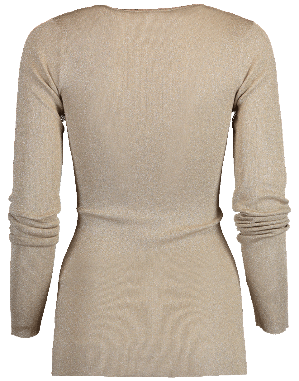 BRUNELLO CUCINELLI-Long Sleeve Lurex V-Neck Knit Top-