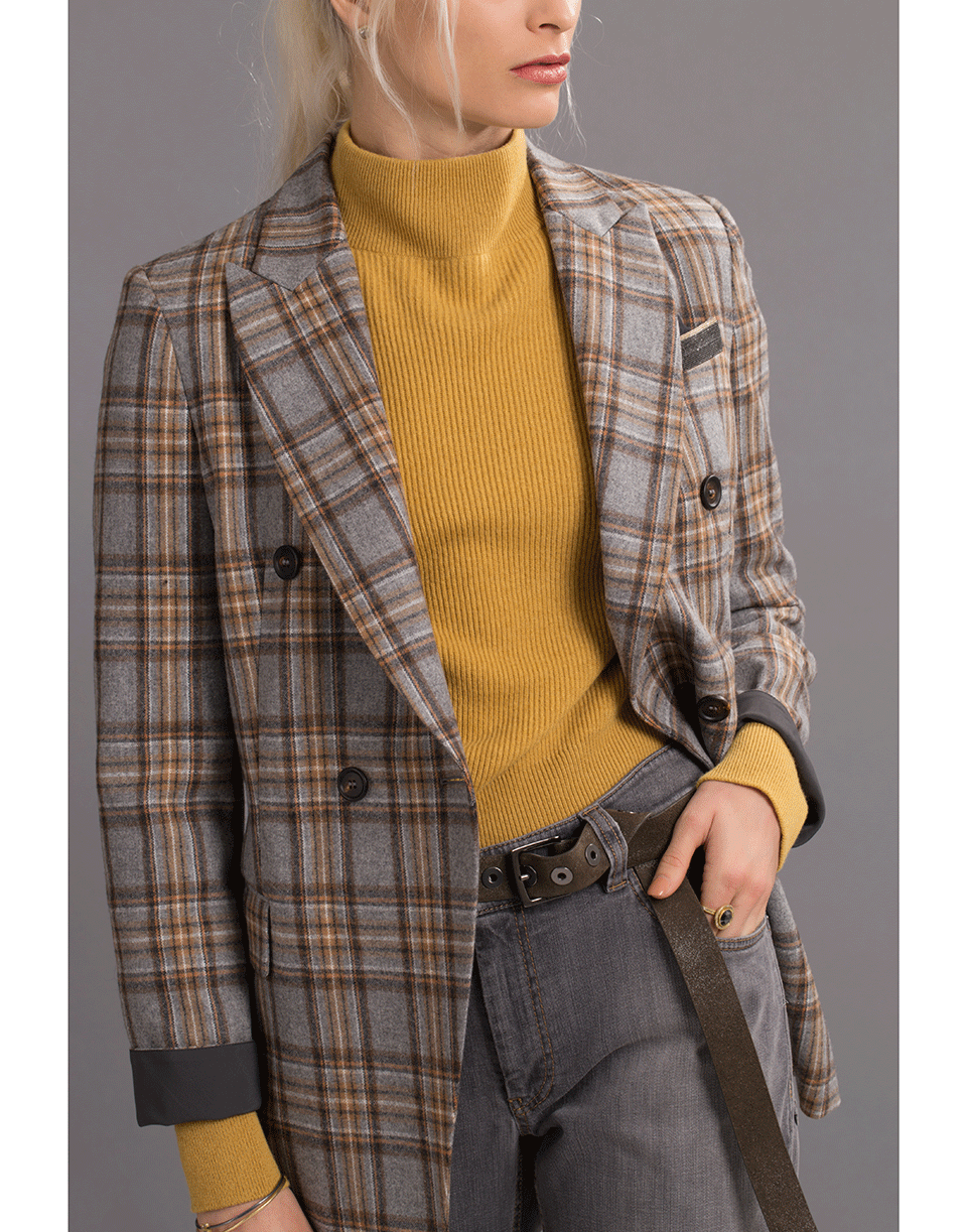 BRUNELLO CUCINELLI-Ribbed Cashmere Mock Neck Pullover-
