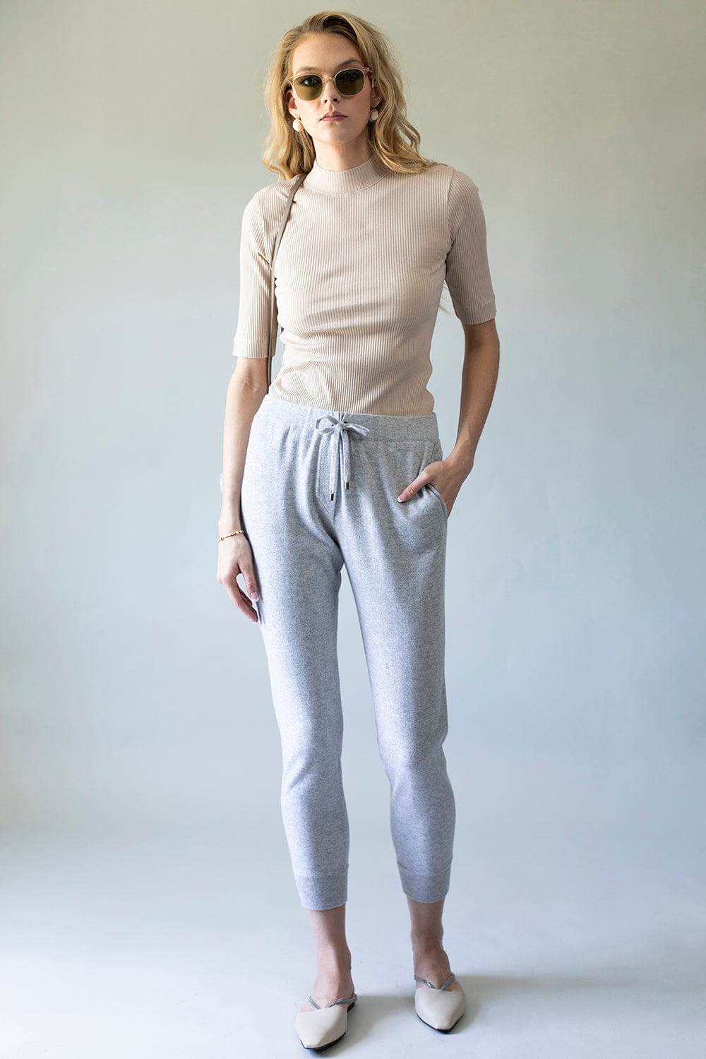BRUNELLO CUCINELLI-Ribbed Elbow Sleeve T Shirt - Almond-