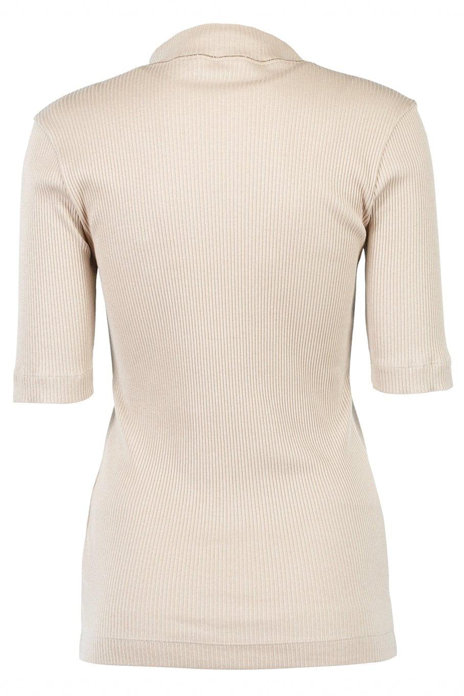 BRUNELLO CUCINELLI-Ribbed Elbow Sleeve T Shirt - Almond-