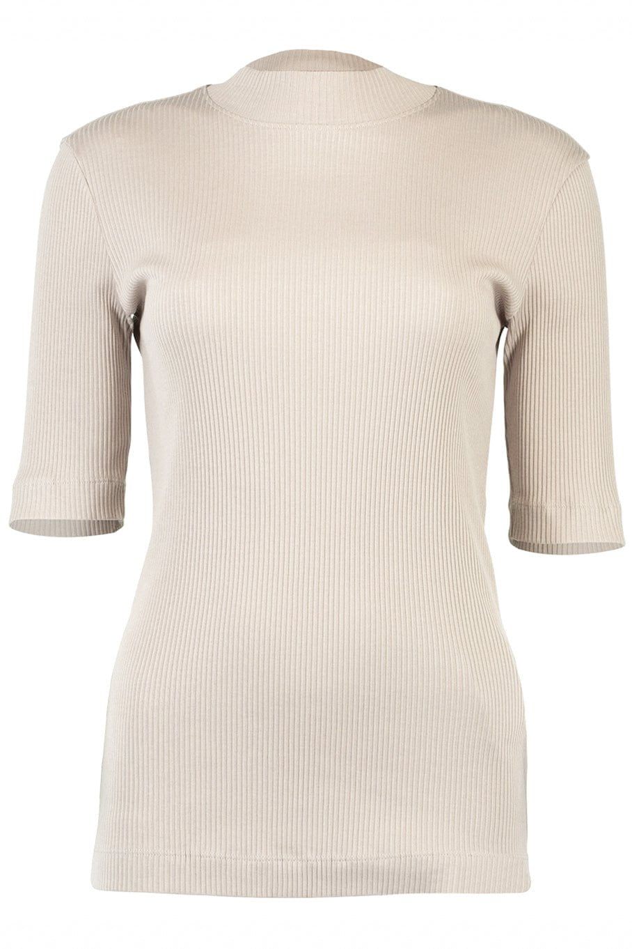 BRUNELLO CUCINELLI-Ribbed Elbow Sleeve T Shirt - Almond-