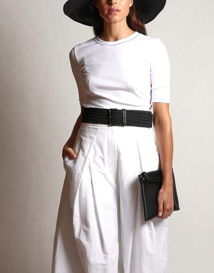 BRUNELLO CUCINELLI-Cotton Ribbed Elbow Sleeve Top-