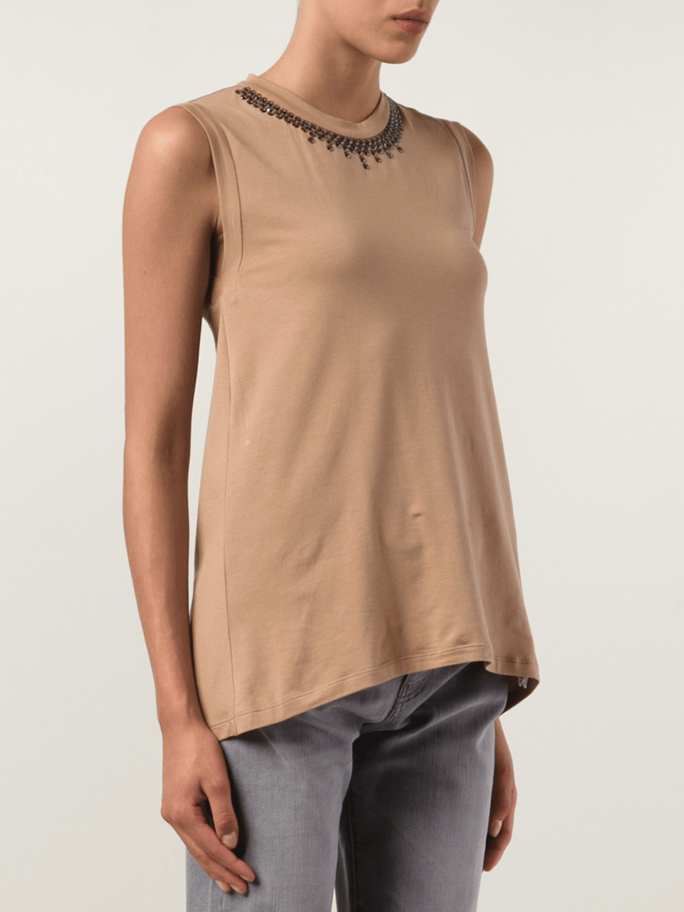 BRUNELLO CUCINELLI-Tank With Swarovski Neck Detail-