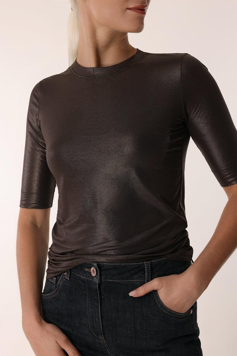 Short Sleeve Lurex Top-CHOCOBRZ-M-CLOTHINGTOPT-SHIRT-BRUNELLO CUCINELLI