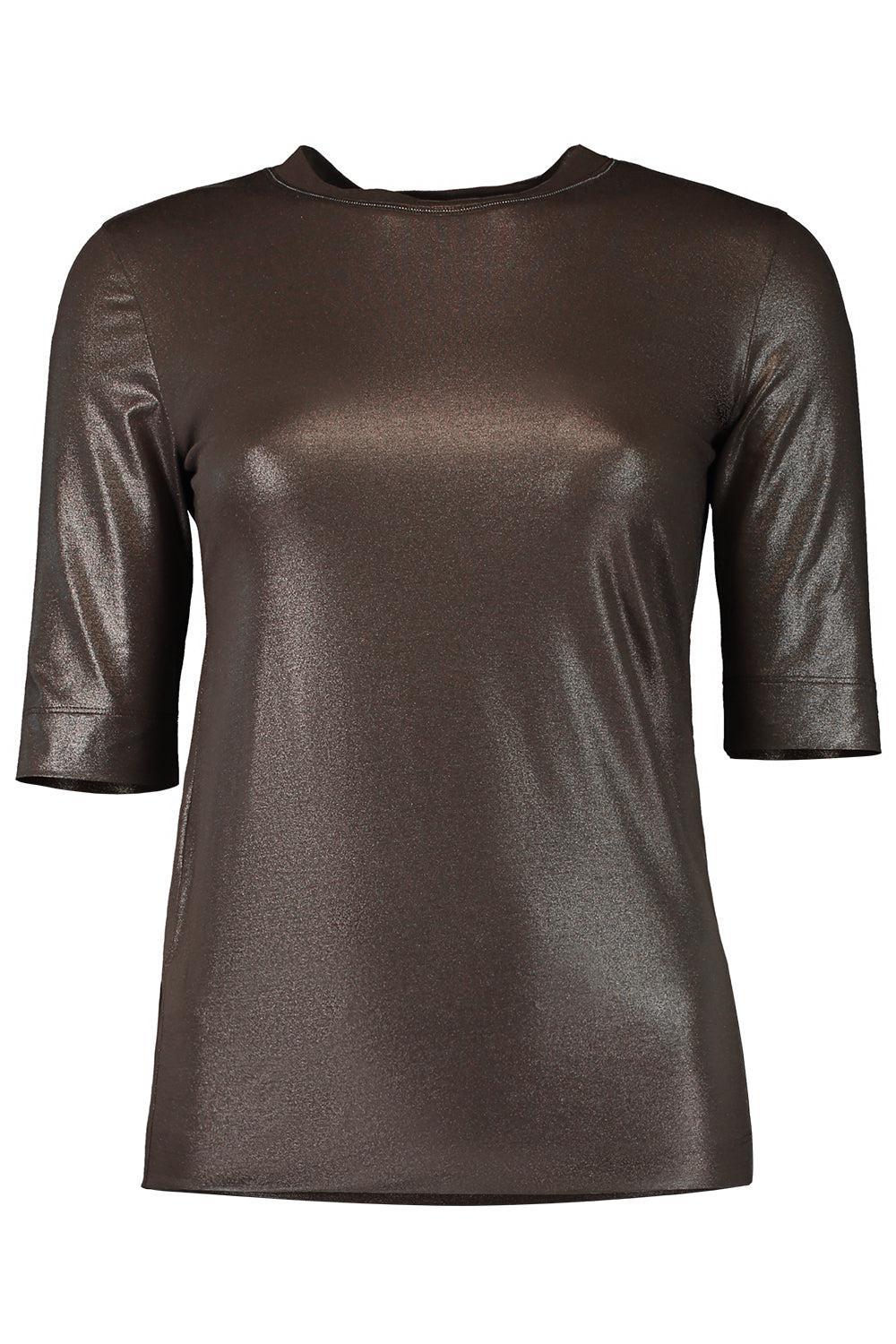 Short Sleeve Lurex Top-CHOCOBRZ-M-CLOTHINGTOPT-SHIRT-BRUNELLO CUCINELLI