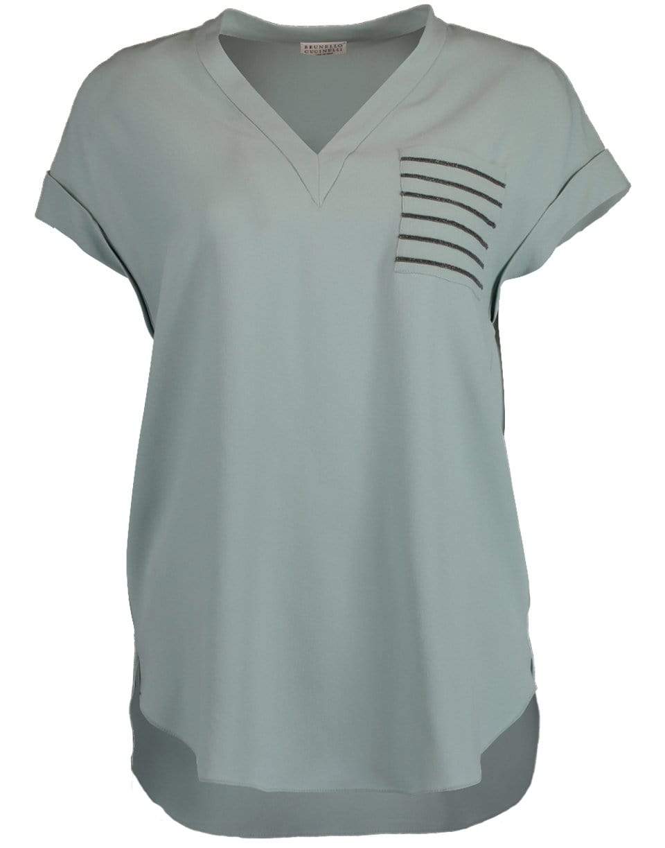BRUNELLO CUCINELLI-Monili Pocket High-Low Tee-