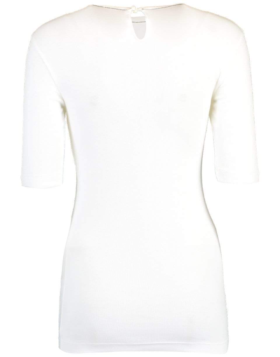 BRUNELLO CUCINELLI-Cotton Rib Elbow Sleeve Top-