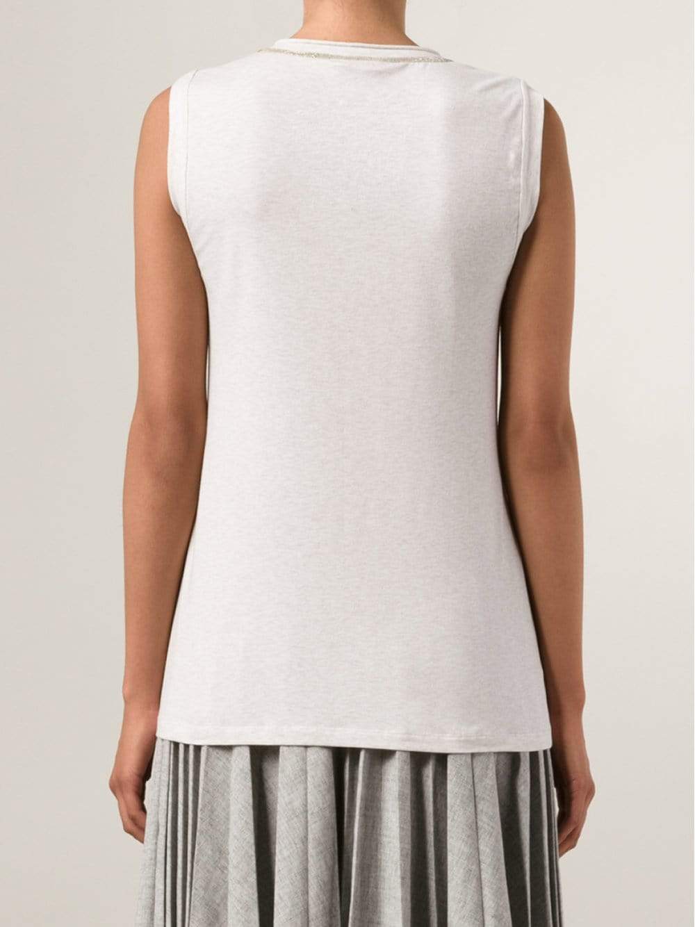 BRUNELLO CUCINELLI-Sleeveless V-Neck T-Shirt-