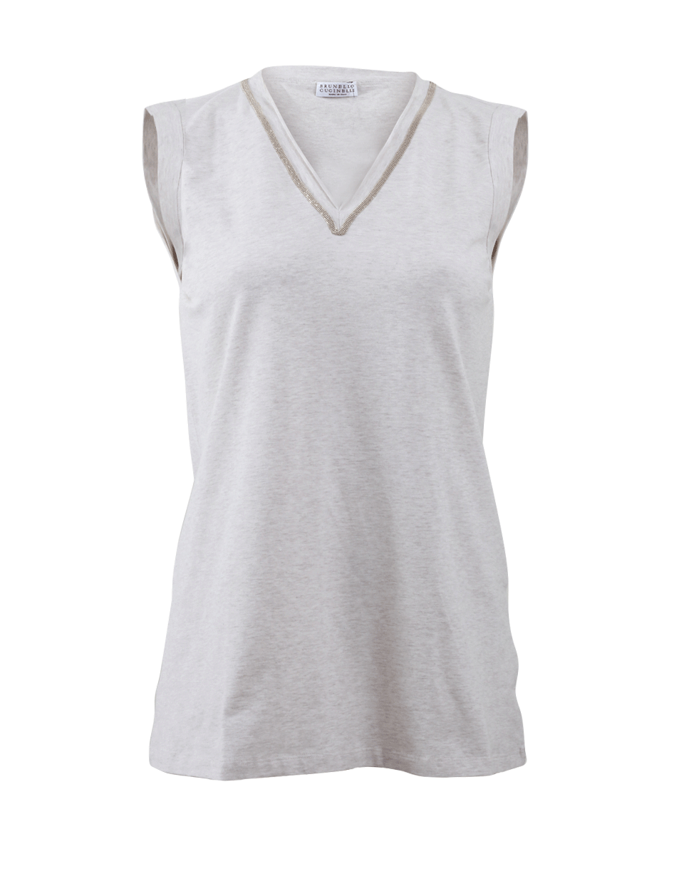 BRUNELLO CUCINELLI-Sleeveless V-Neck T-Shirt-