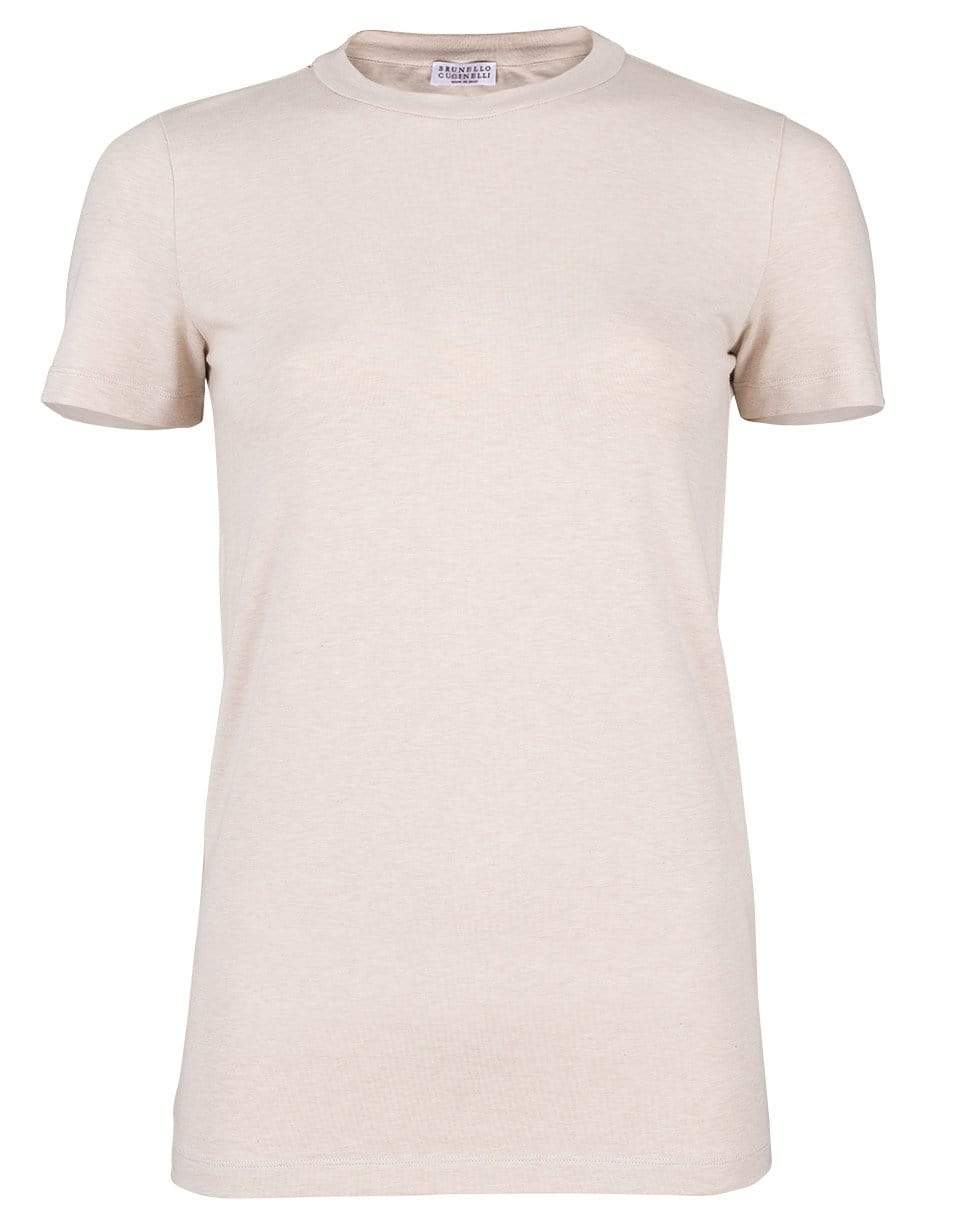 BRUNELLO CUCINELLI-Oat Basic Cotton Jersey Crewneck Short Sleeve Tee-