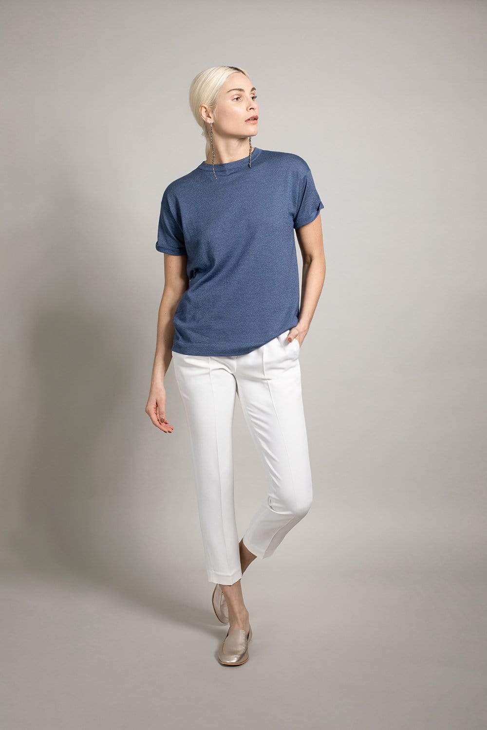 BRUNELLO CUCINELLI-Lurex Short Sleeve T-Shirt-