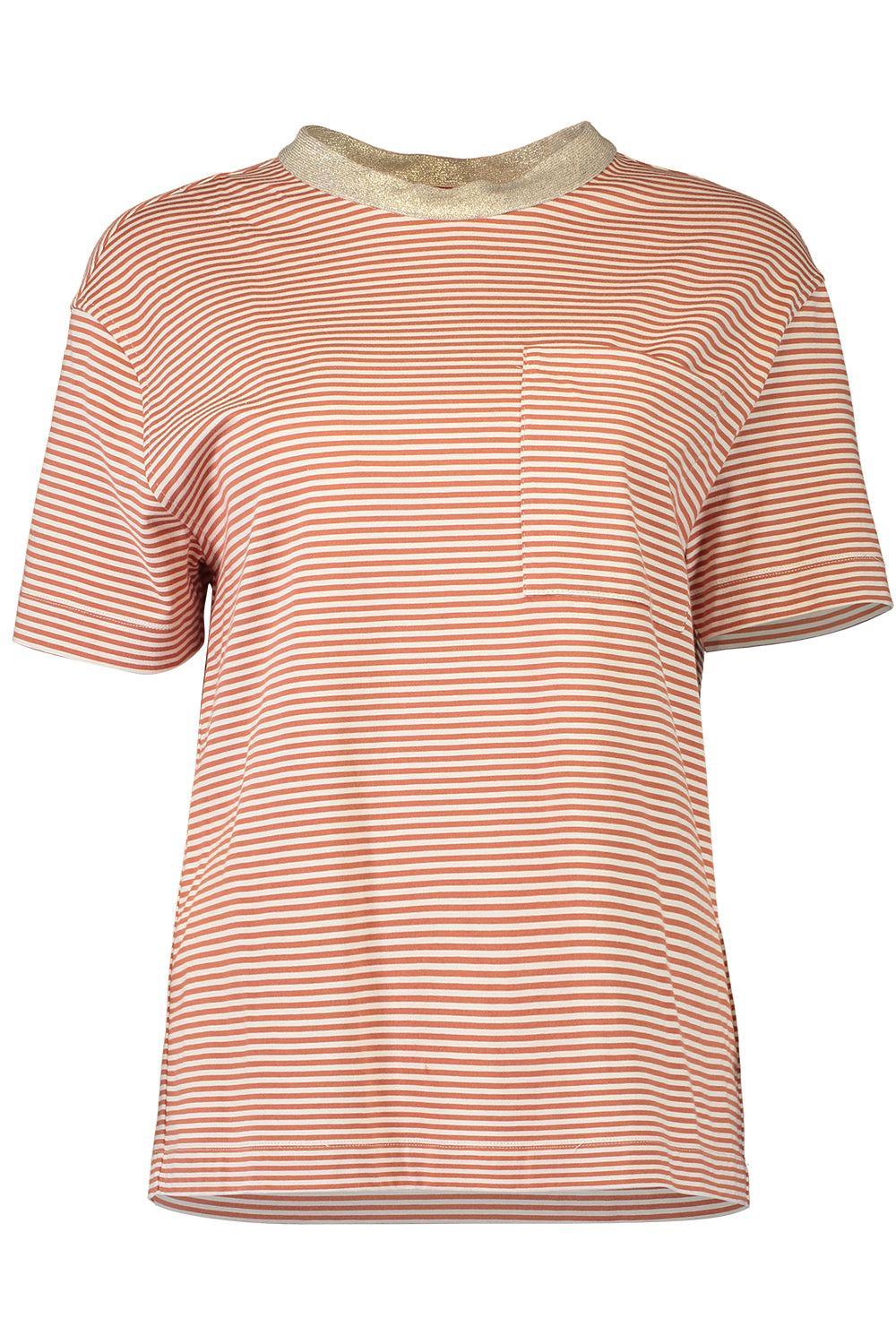 Round Collar Striped T-Shirt-PAN/TANG-XS-CLOTHINGTOPT-SHIRT-BRUNELLO CUCINELLI