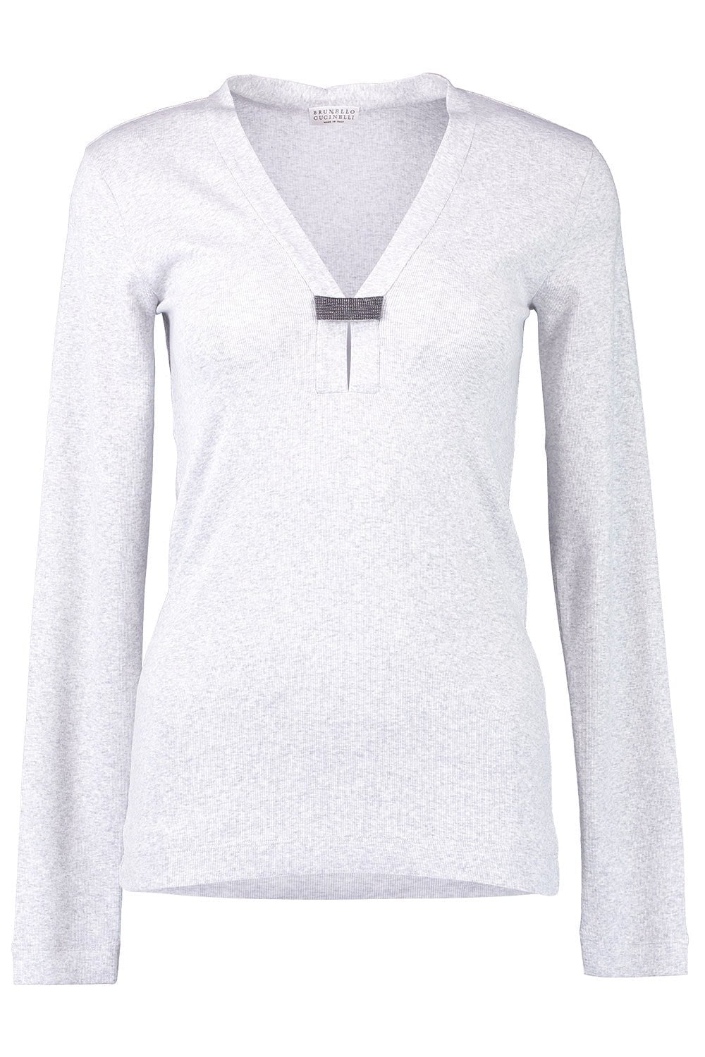 BRUNELLO CUCINELLI-Monili Trim V-Neck Shirt-