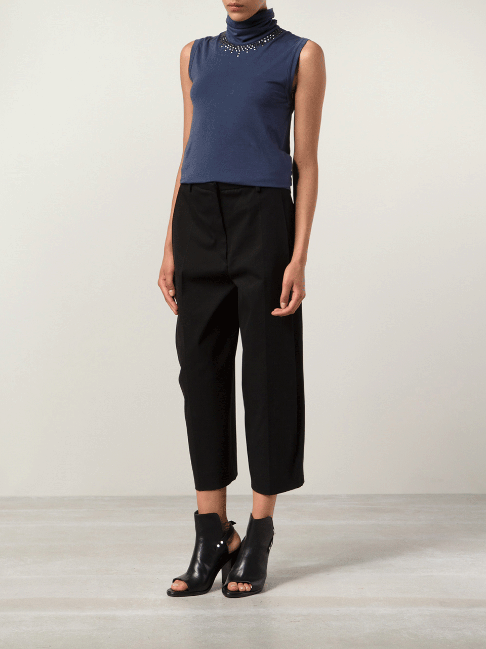BRUNELLO CUCINELLI-Cotton Jersey Swarovski Turtleneck Tank-