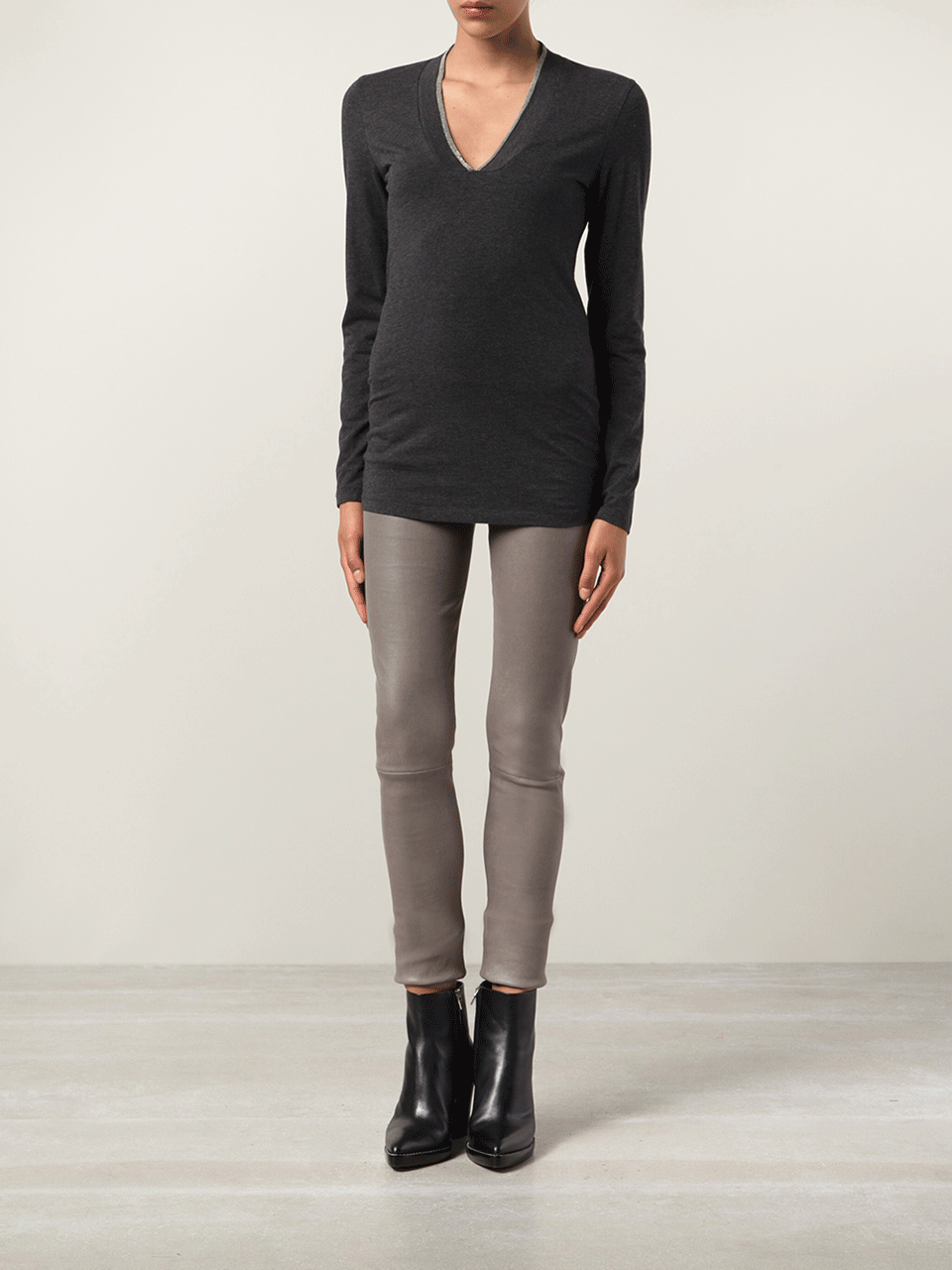 BRUNELLO CUCINELLI-Monili Detail Long Ribbed Tee-